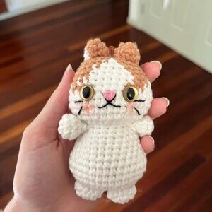 Handmade Crochet Cat Plush – Cute Amigurumi Kitty Keychain, Soft Stuffed Animal